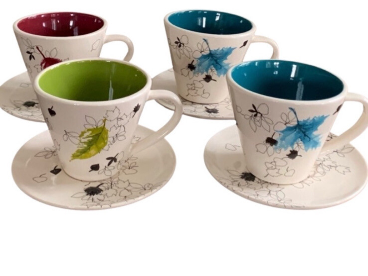 Starbucks Vintage Set Of 4 Cups & Saucers 2007 \ Starbucks Vintage Set Of 4 Cups & Saucers 2007 \
