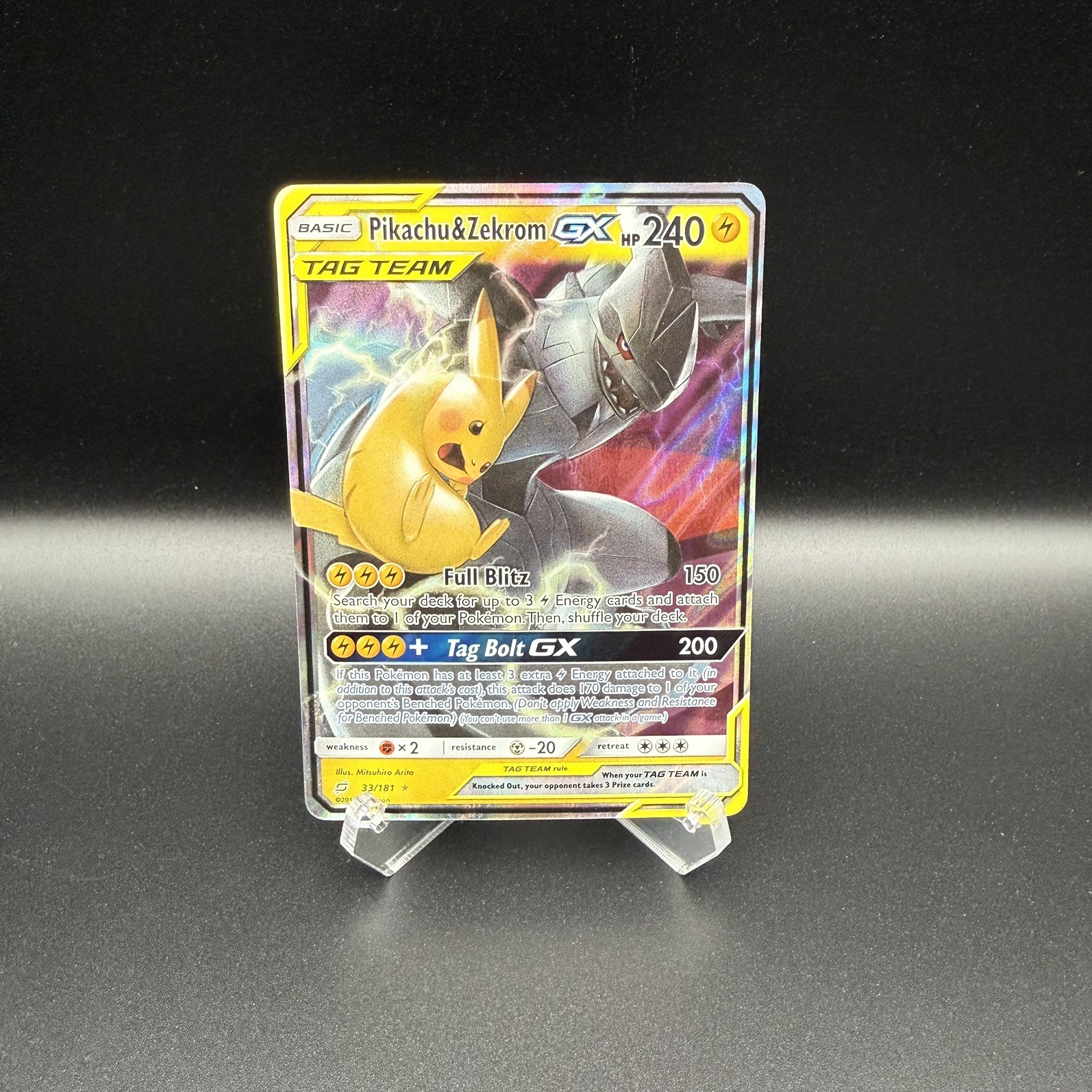 Pokémon TCG Pikachu & Zekrom GX 33/181 Sm-Team Up TAG TEAM Holo Ultra Rare