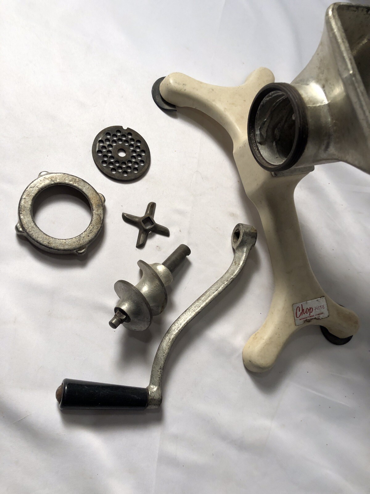 Vintage Chop-Rite Meat Grinder, Hand Crank, Enameled Base Suction Made in USA Vintage Chop-Rite Meat Grinder, Hand Crank, Enameled Base Suction Made in USA