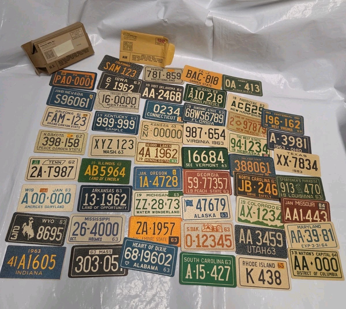 Vintage 1963 Wheaties Collectible Bicycle License Plate Stickers Lot Of 51 READ