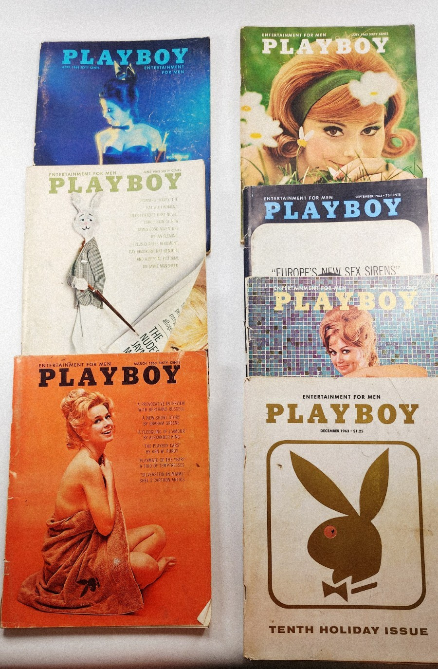 Playboy Magazine Vintage Collection 7 Issues of year 1963 Playboy Magazine Vintage Collection 7 Issues of year 1963