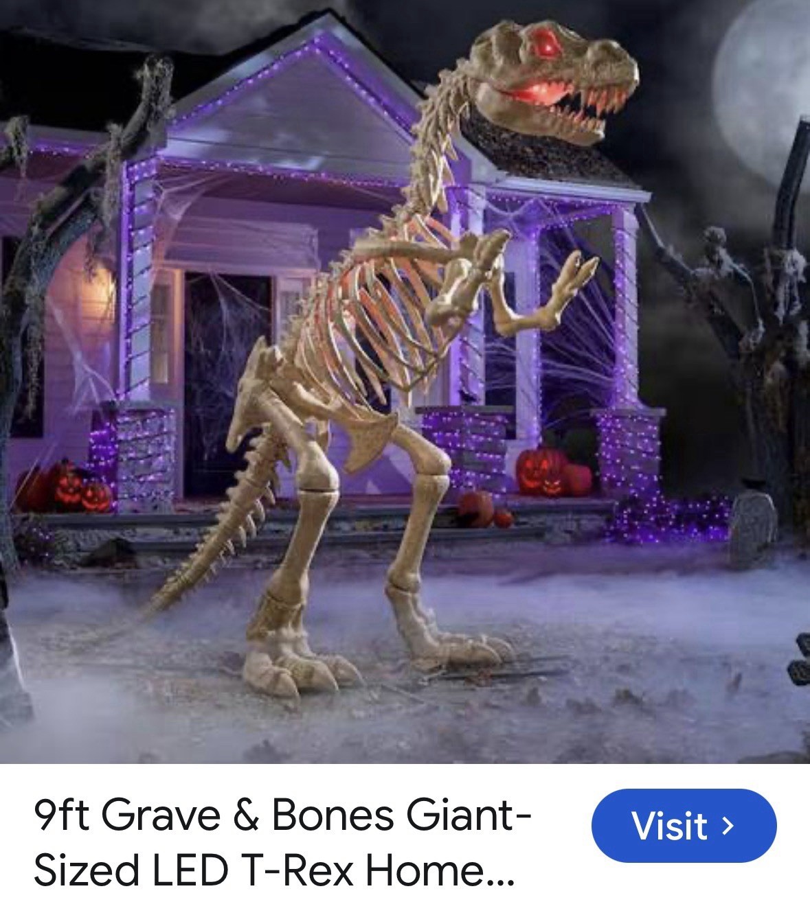 Grave & Bones T Rex Dinosaur Skeleton 9 Ft Halloween Decoration Outdoor New Box