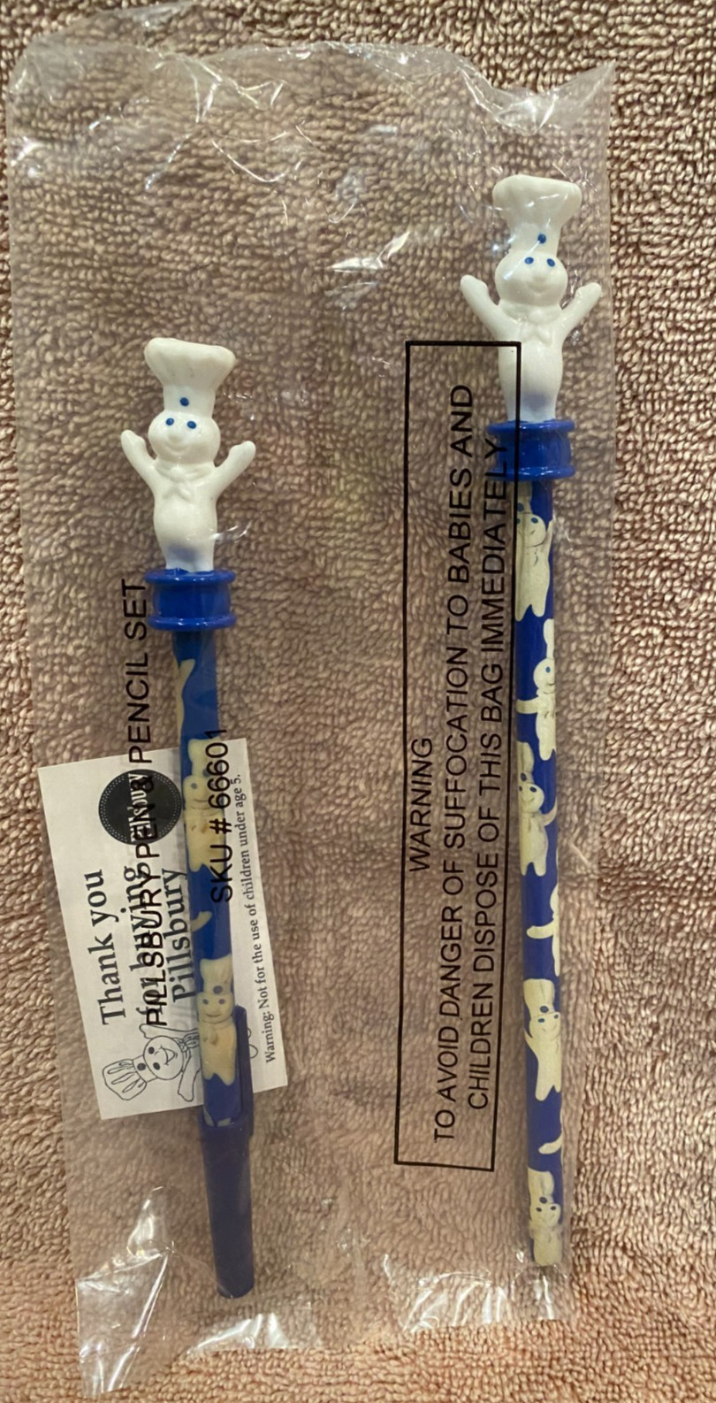 1999 Pillsbury Doughboy Poppin Fresh Ink Pen & Pencil Set Sealed NEW Vintage NOS 1999 Pillsbury Doughboy Poppin Fresh Ink Pen & Pencil Set Sealed NEW Vintage NOS