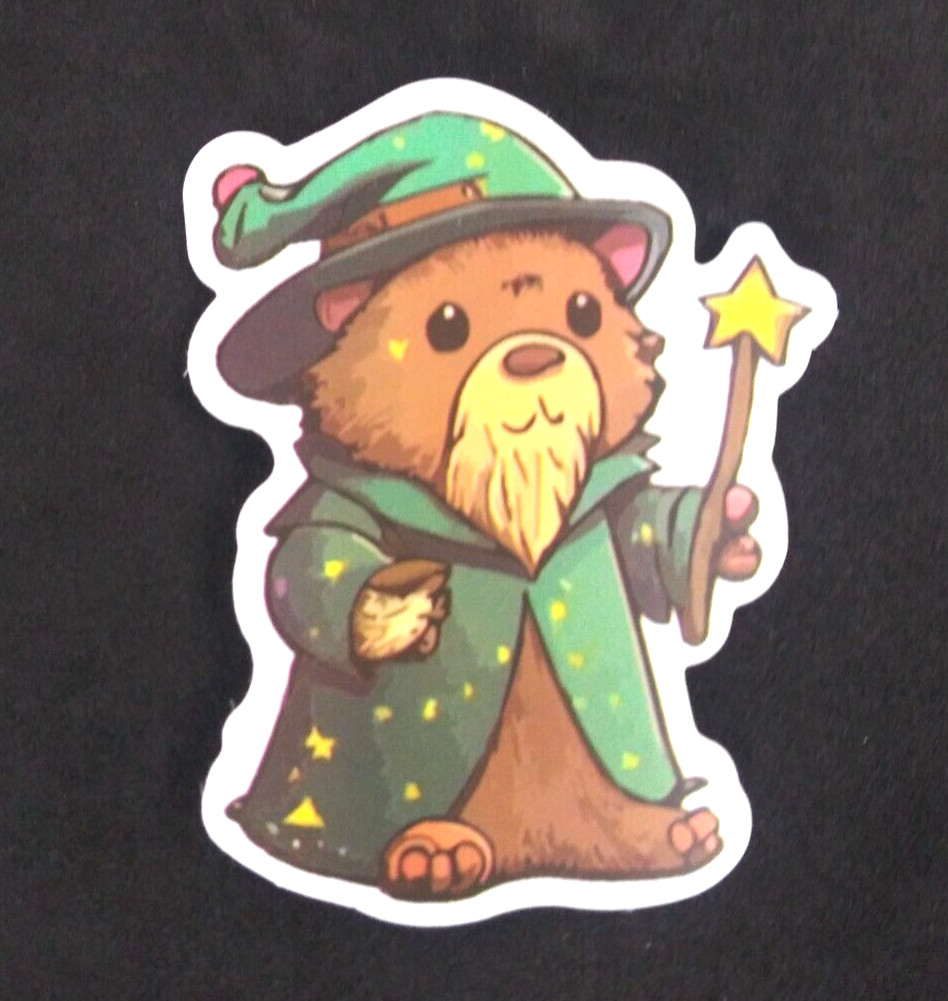 Adorable Beaver Wizard Sticker 2.25 Adorable Beaver Wizard Sticker 2.25