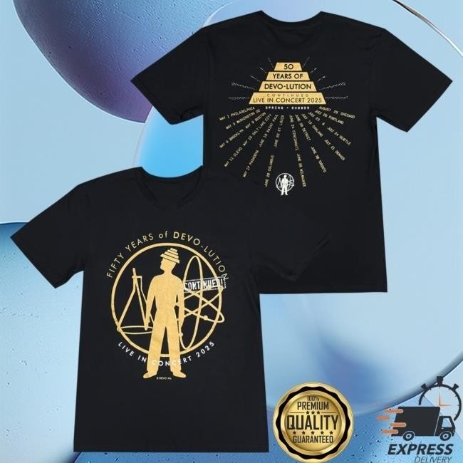 2 Sides Devo 50 Years Of Devolution 2025 Black Tour T-Shirt S-5XL 23D513