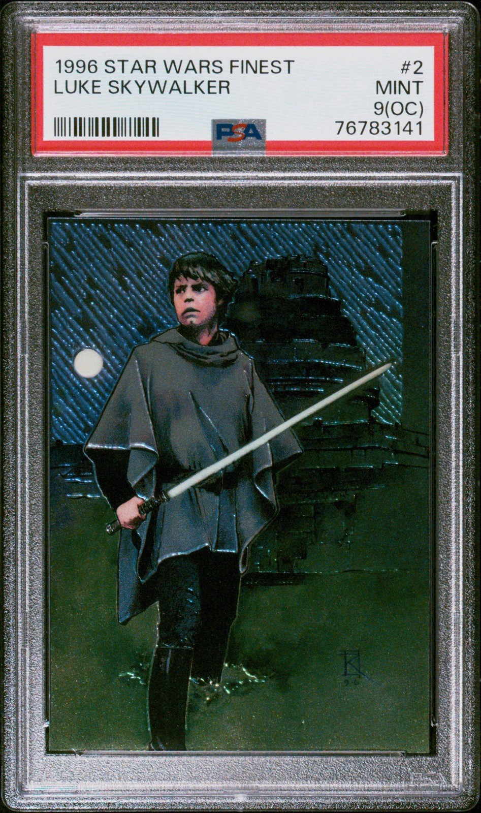 VINTAGE 1996 TOPPS FINEST STAR WARS #2 LUKE SKYWALKER 1ST CHROME PSA 9 (OC) Mint