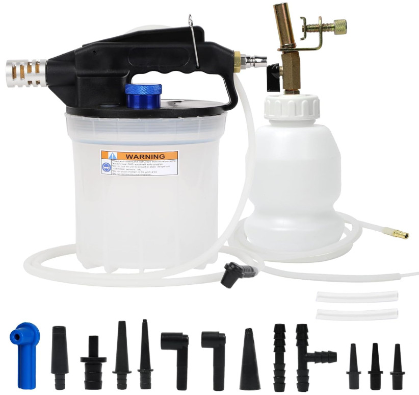 Kit Purgador de Frenos al Vacío 2L Neumático con Botella 1L y 16 Adaptadores