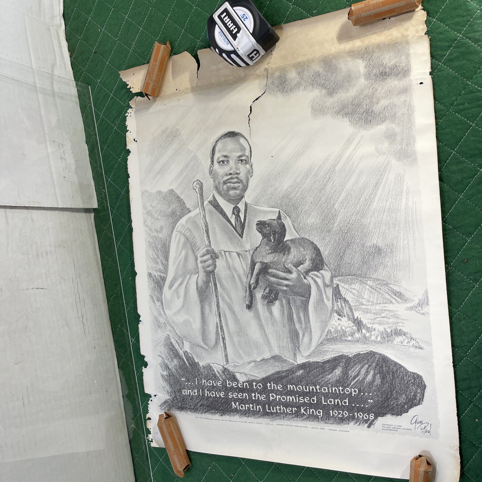 martin luther king poster pollard imperial studios 1968 vintage rare