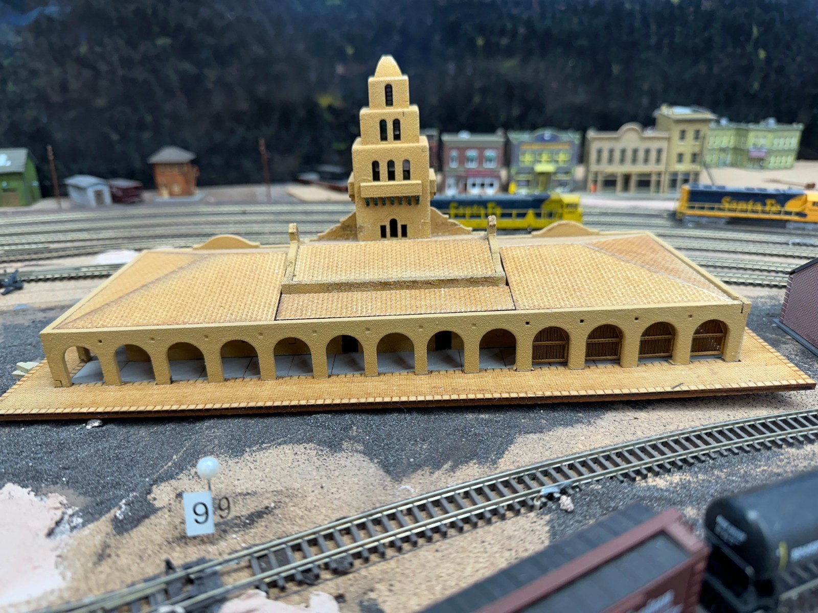 Albuquerque NM New Mexico Sante Fe Misson Depot Train Station Railroad, Lighted