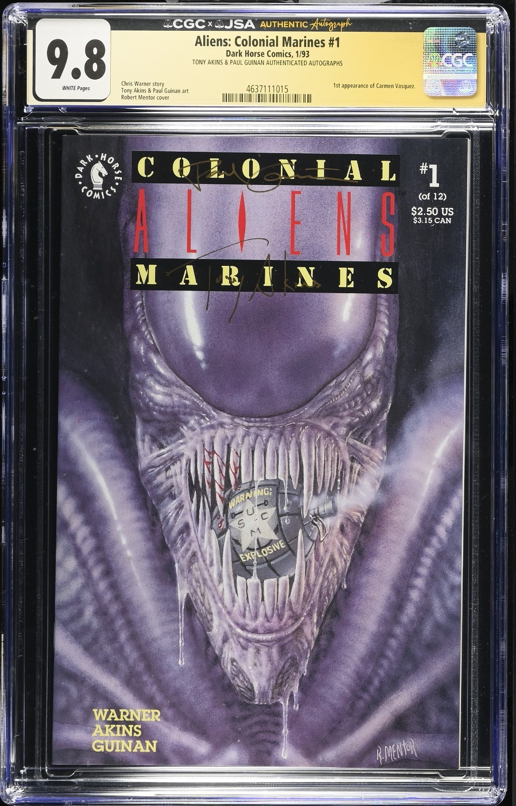 Aliens: Colonial Marines #1 (1993, CGC x JSA) — CGC 9.8 Aliens: Colonial Marines #1 (1993, CGC x JSA) — CGC 9.8
