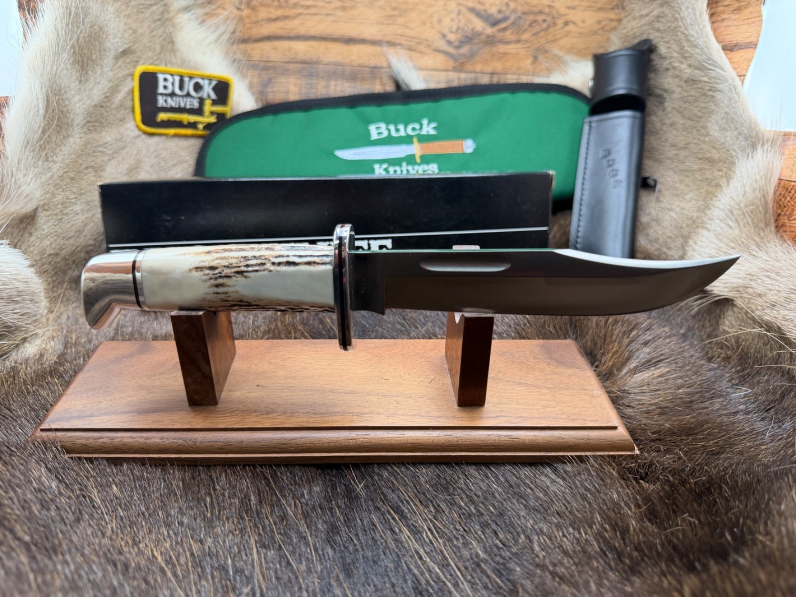 Buck 119 Special Knife 119 Elk Stag Special Fixed Blade Knife with Sheath Mint A