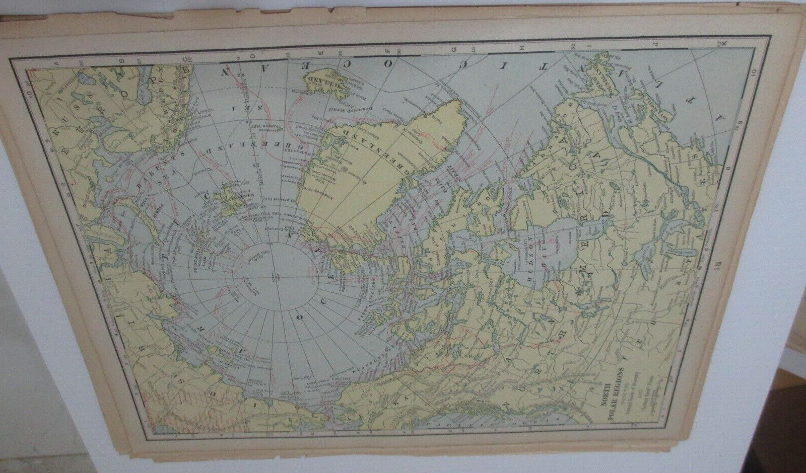 ANTIQUE MAP NORTH POLAR REGIONS , ROUTES , CRAM\'S ATLAS 1905 11.5 X 14.5 ANTIQUE MAP NORTH POLAR REGIONS , ROUTES , CRAM\'S ATLAS 1905 11.5 X 14.5