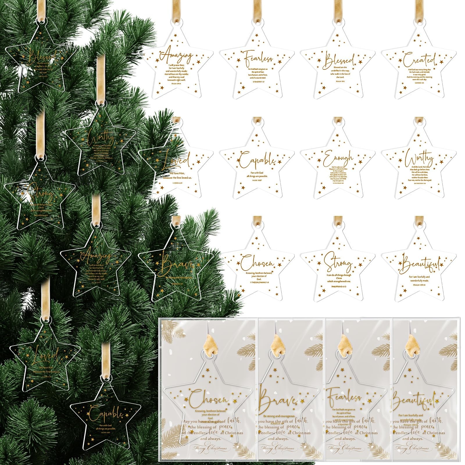 Roowest 36 Sets Religious Christmas Ornaments Bulk Christmas Christian Gifts ...