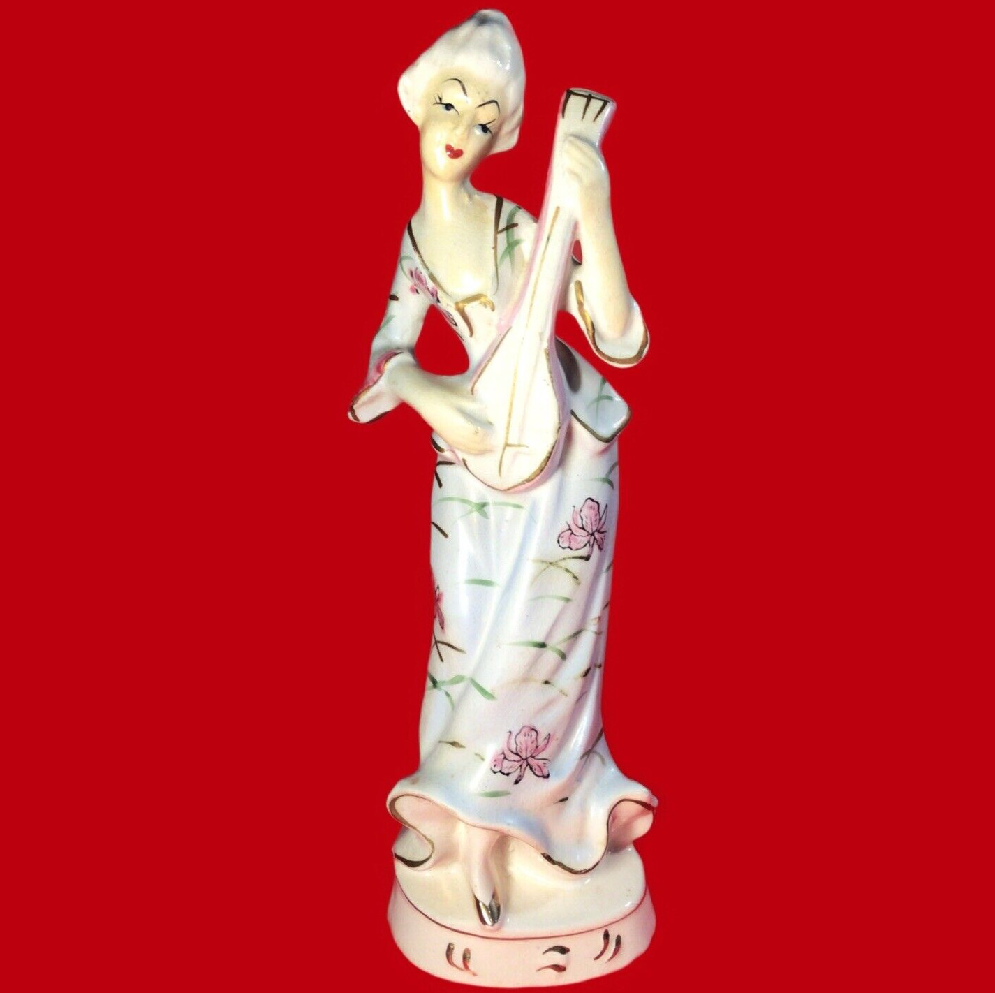 Original Arnart Figurine Porcelain Asian Woman with Mandolin