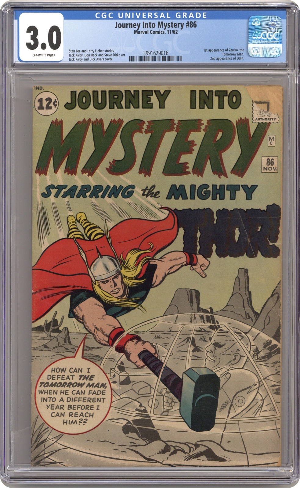 Thor Journey Into Mystery #86 CGC 3.0 1962 3991629016 1st full app. Odin