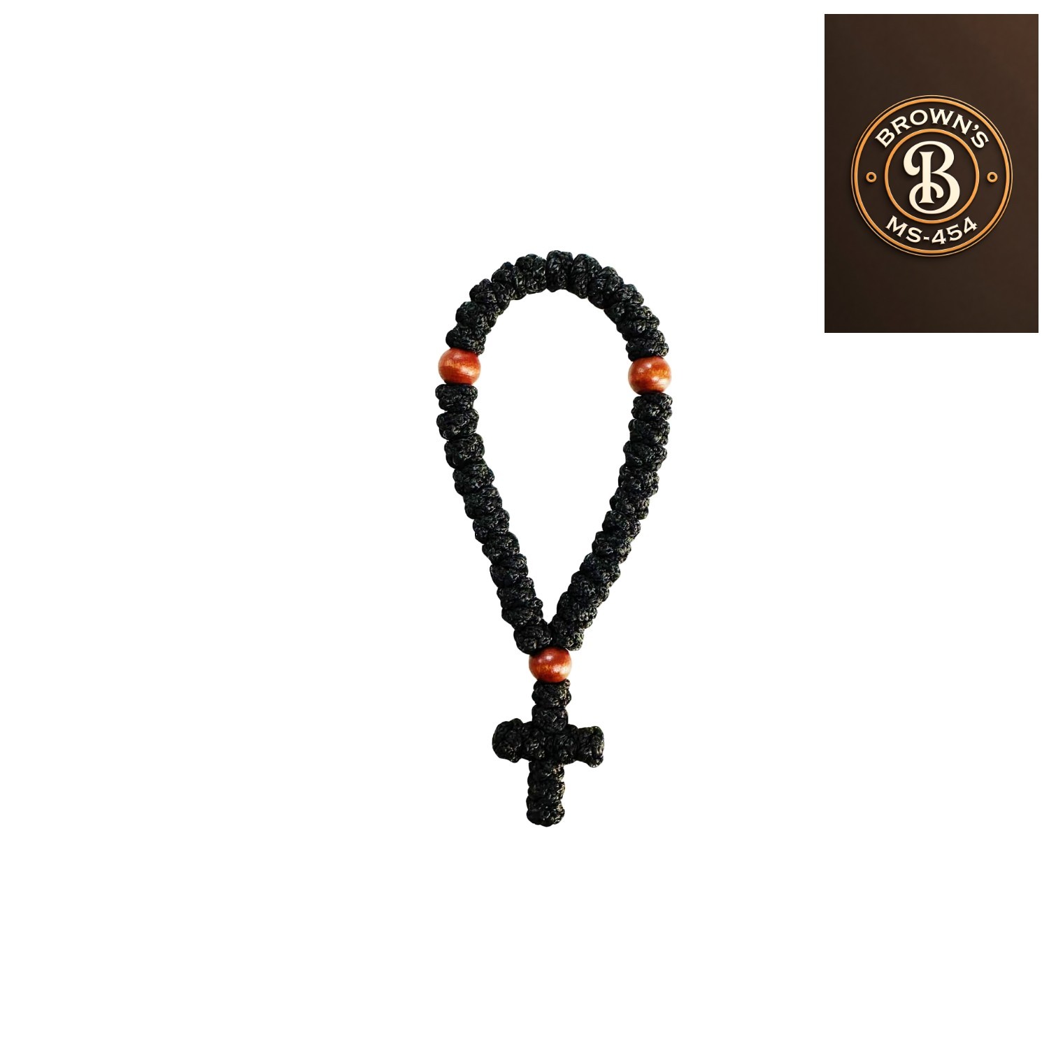 Elegant Handmade 33 Knot Prayer Rope - Black Orthodox Charm for Spiritual Gift