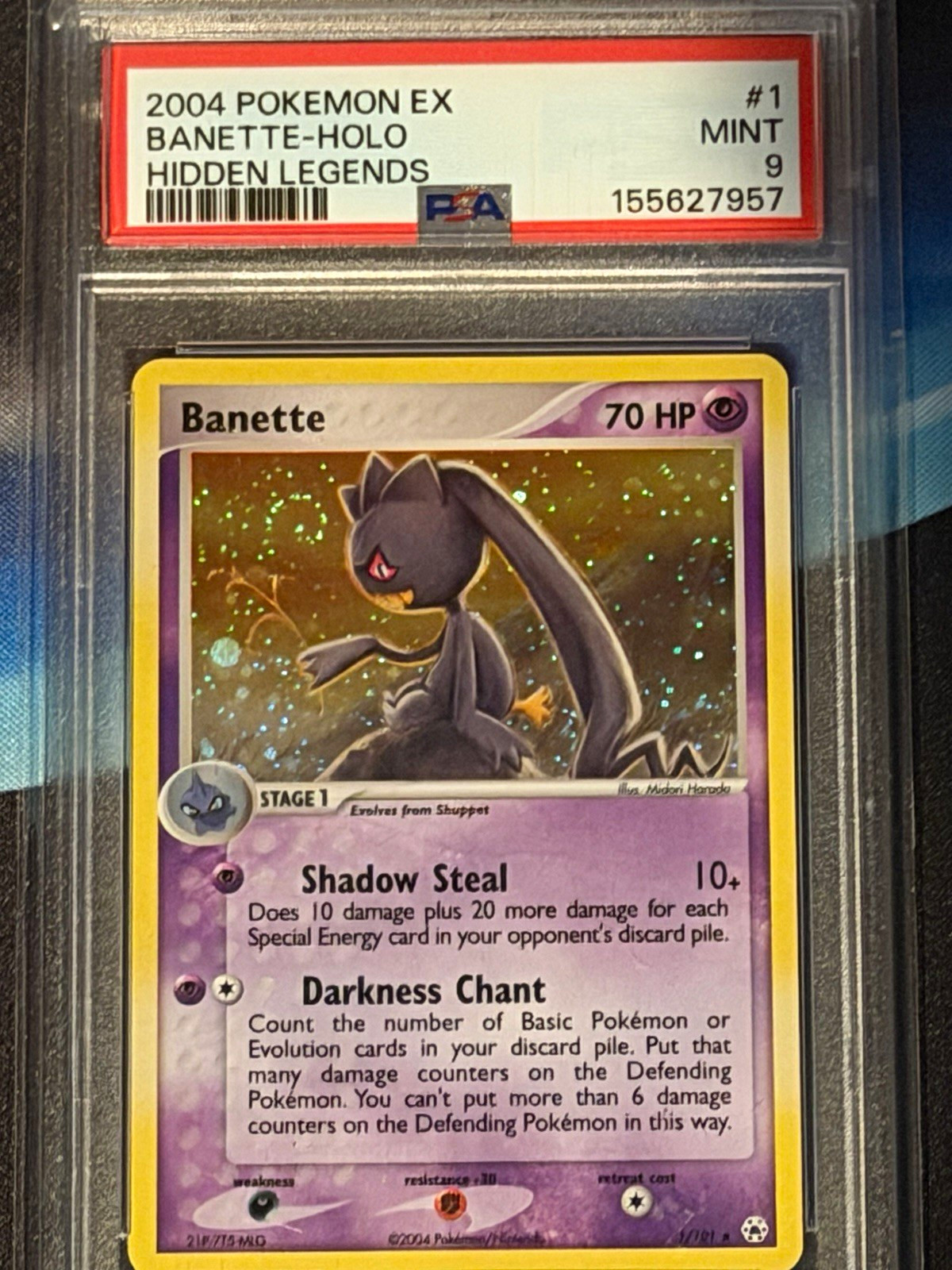 2004 Pokémon Banette Holo EX Hidden Legends #1 PSA 9 Low Pop Head Swirl🌀🔥