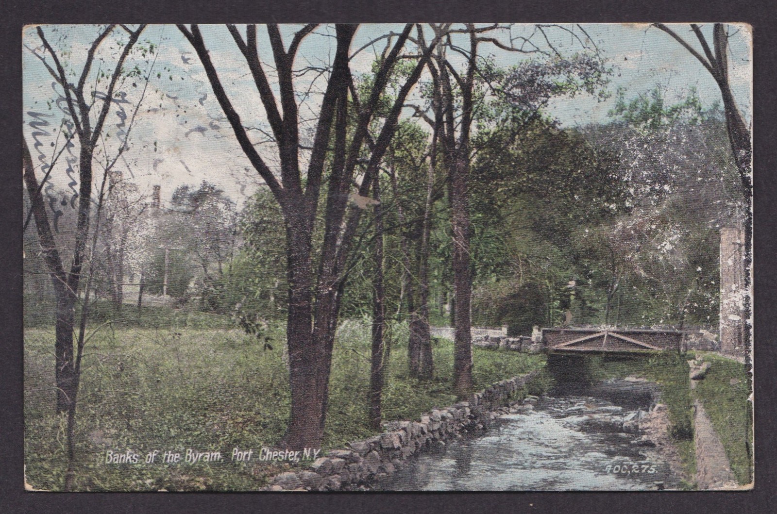 Vintage postcard USA Port Chester NY Byram River Footbridge View 1908