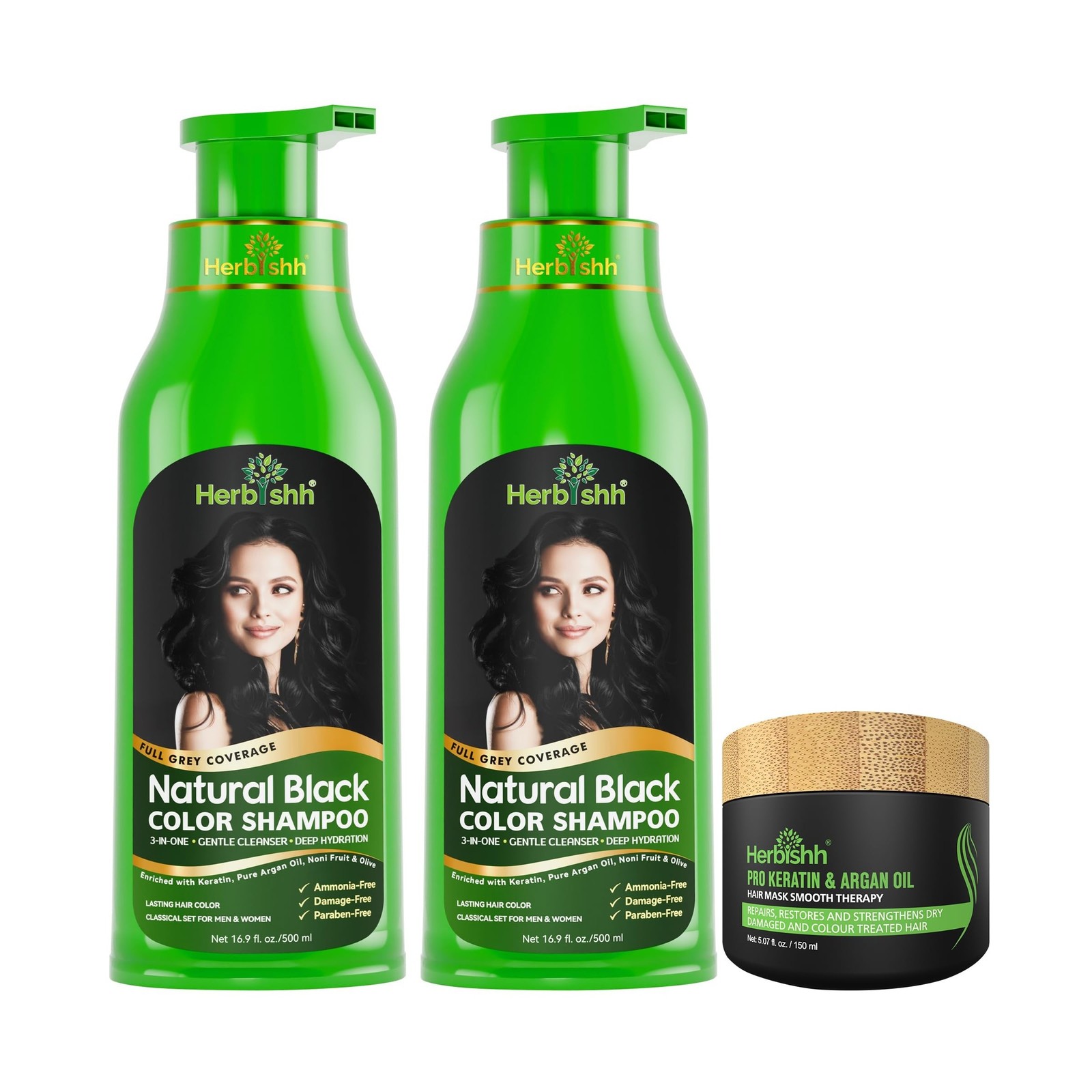 Combo Pack - 2pcs Herbishh Hair Color Shampoo + 1pc Argan Intense Hair Mask -... Combo Pack - 2pcs Herbishh Hair Color Shampoo + 1pc Argan Intense Hair Mask -...