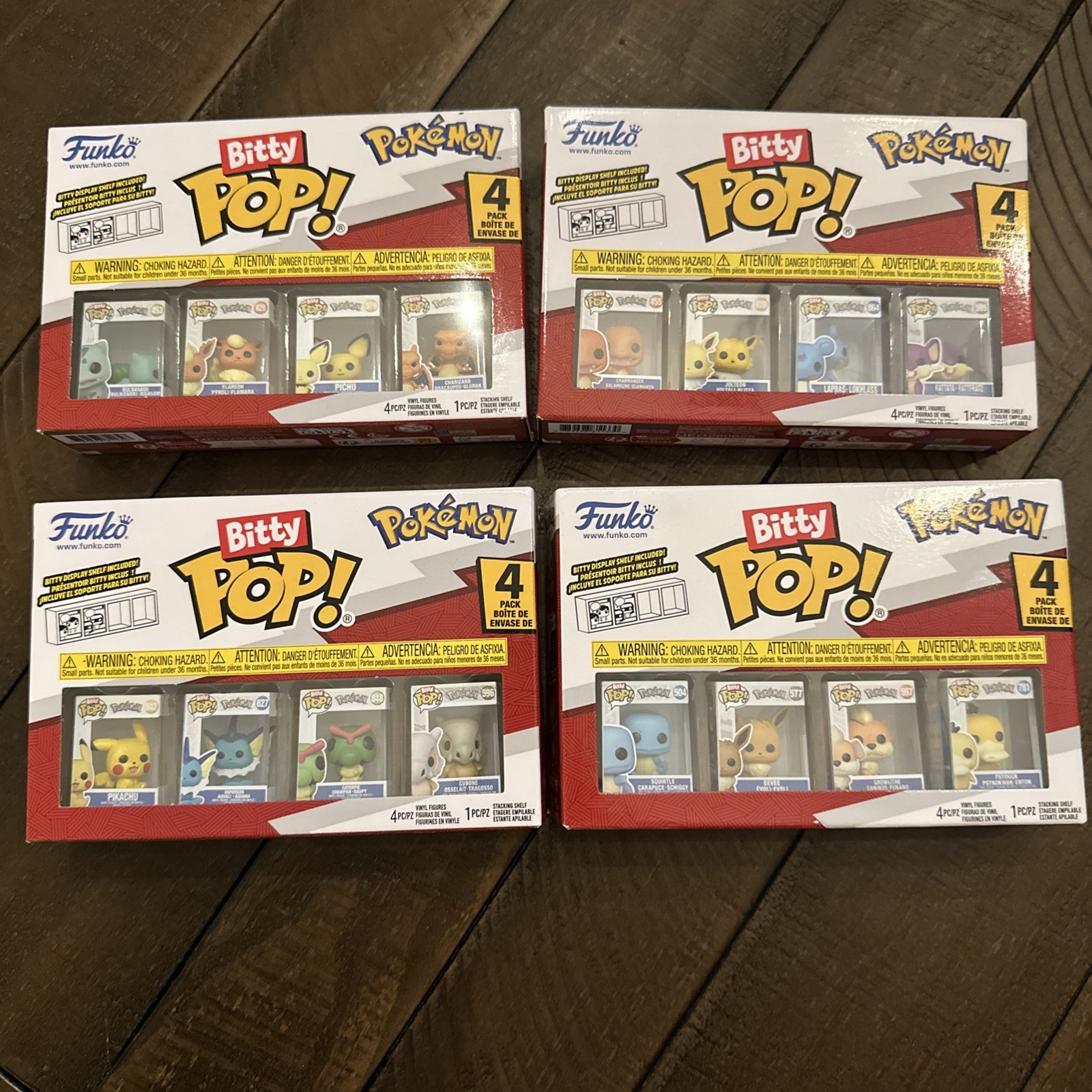 Funko Bitty Pop Pokémon 4-Pack Mini Vinyl w/ Stackable Shelf COMPLETEPOKEMONSET Funko Bitty Pop Pokémon 4-Pack Mini Vinyl w/ Stackable Shelf COMPLETEPOKEMONSET
