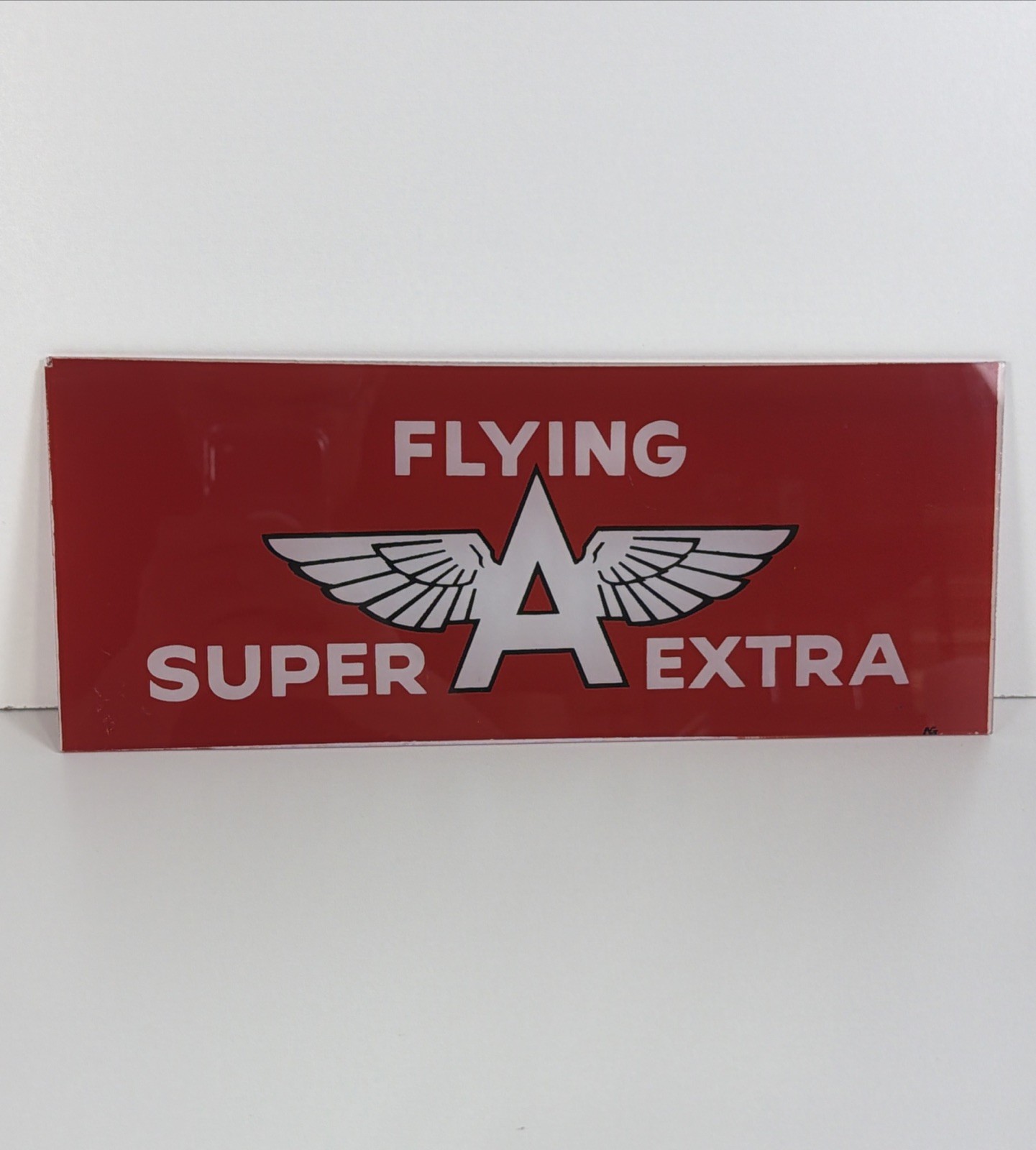 VTG Original FLYING A SUPER EXTRA Gasoline Glass Pump Insert Plate VGC RARE HTF