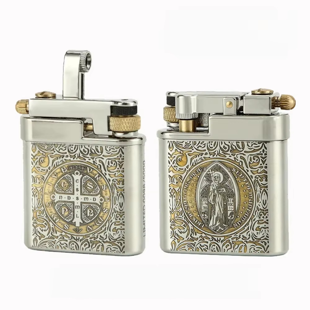 Vintage Skull Turbo Lighter - Unique Brass Gift for Smokers, No Fuel Included