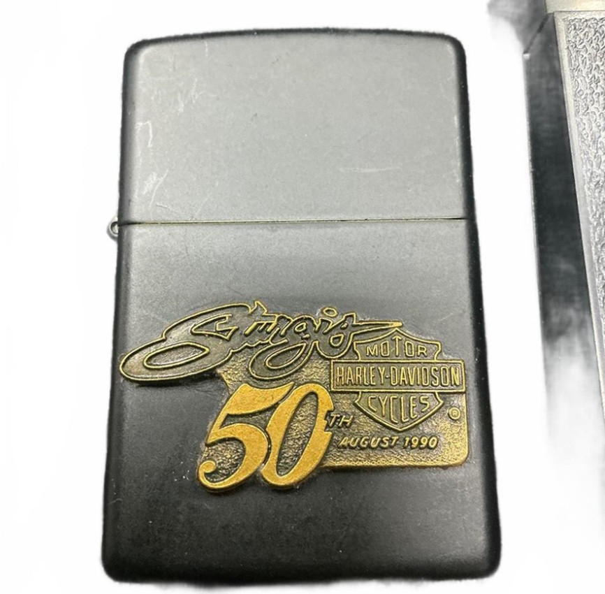 Zippo Silver & Brass Lighter Harley Davidson Sturgis 50th Anniversary. August 90 Zippo Silver & Brass Lighter Harley Davidson Sturgis 50th Anniversary. August 90
