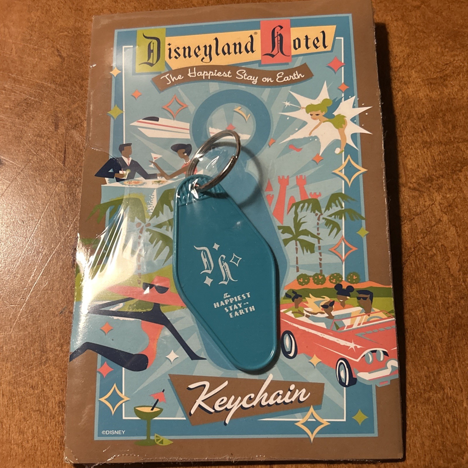 Disneyland Hotel Blue Retro Style Keychain New In Package B2