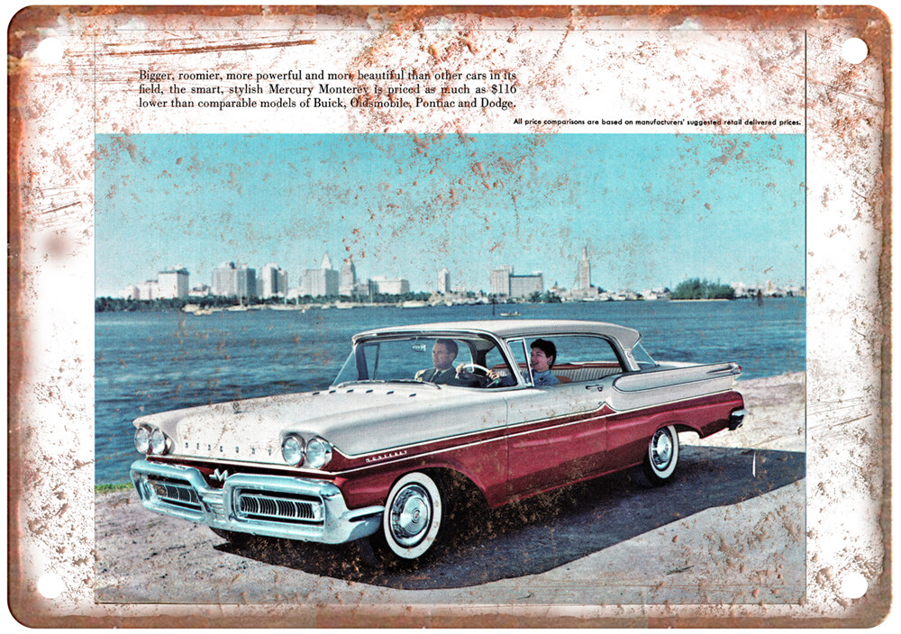 Vintage 1958 Mercury Monterey Phaeton Coupe Auto Ad Retro Look Metal Sign A11738 Vintage 1958 Mercury Monterey Phaeton Coupe Auto Ad Retro Look Metal Sign A11738