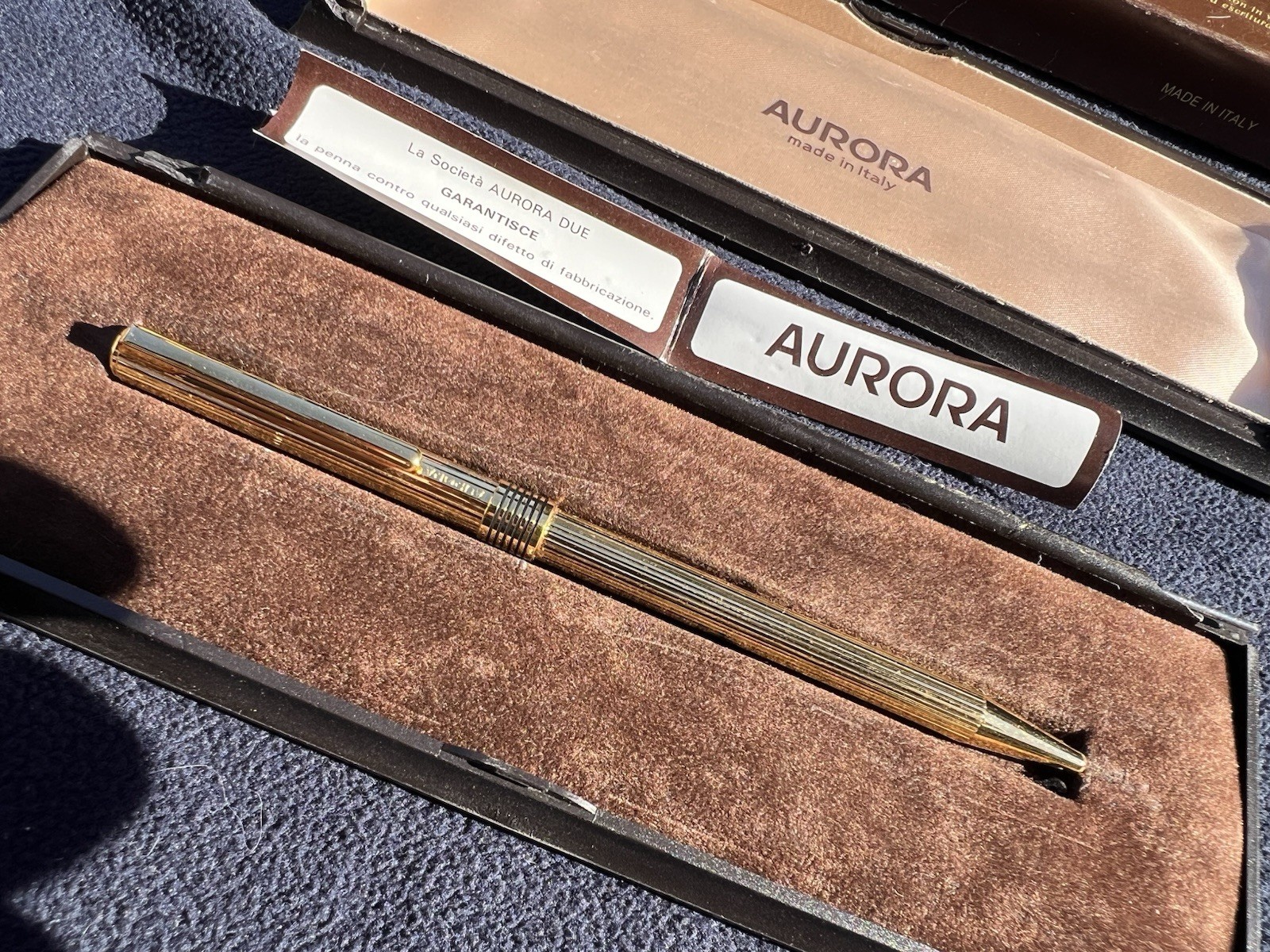 Vintage 1960s-70s AURORA 98 Gold Plated Ballpoint Pen In Box From Italy