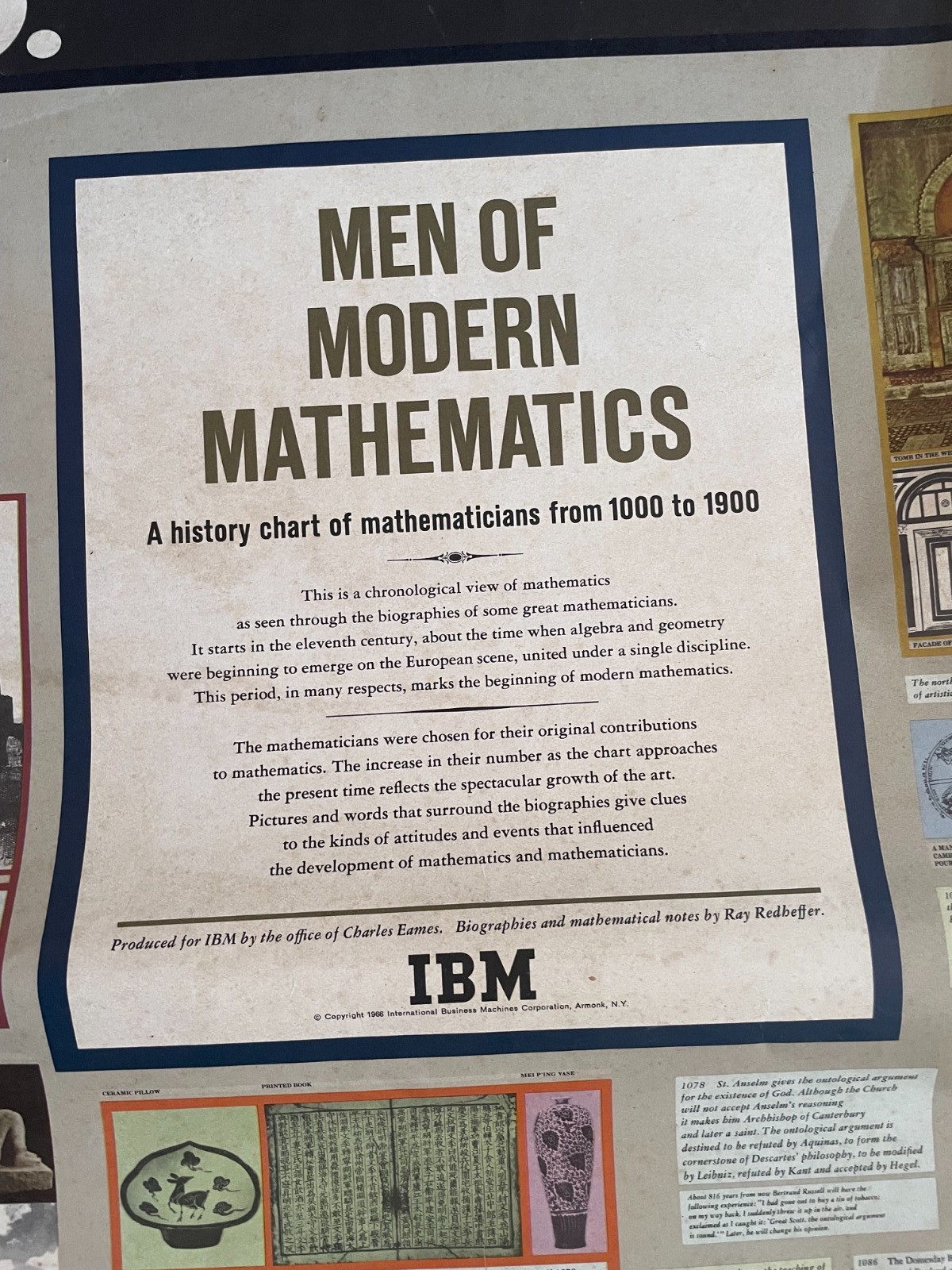 Vintage 1966 IBM Men Of Modern Mathematics History Chart Charles & Ray Eames