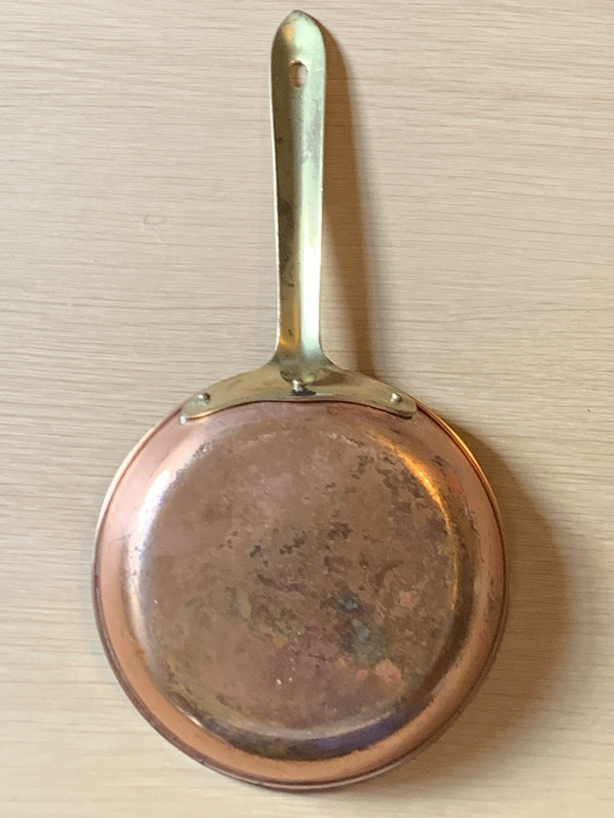 Vintage Tagus Copper Frying Pan Skillet Brass Handle Made in Portugal Cookware