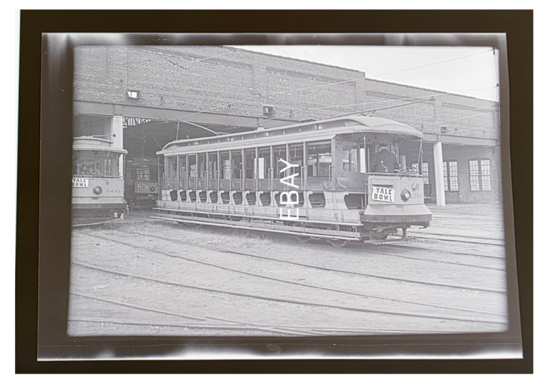 C. 1940s Connecticut Co No. 1389 James St Barn New Haven Trolley Photo Negative C. 1940s Connecticut Co No. 1389 James St Barn New Haven Trolley Photo Negative