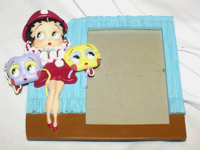 VTG Betty Boop Photo Picture Frame Mardi Gras Clown Masks Resin 11476 - 7