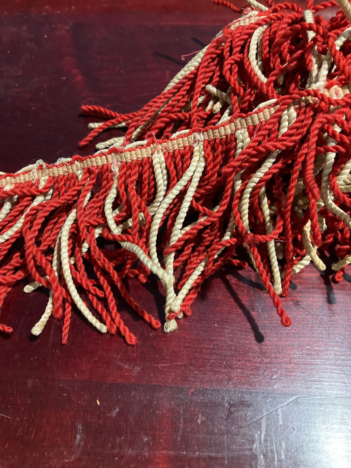 3 1/2 \'\' Bullion Fringe Antique Red&Beige 45\'\' Long 3 1/2 \'\' Bullion Fringe Antique Red&Beige 45\'\' Long