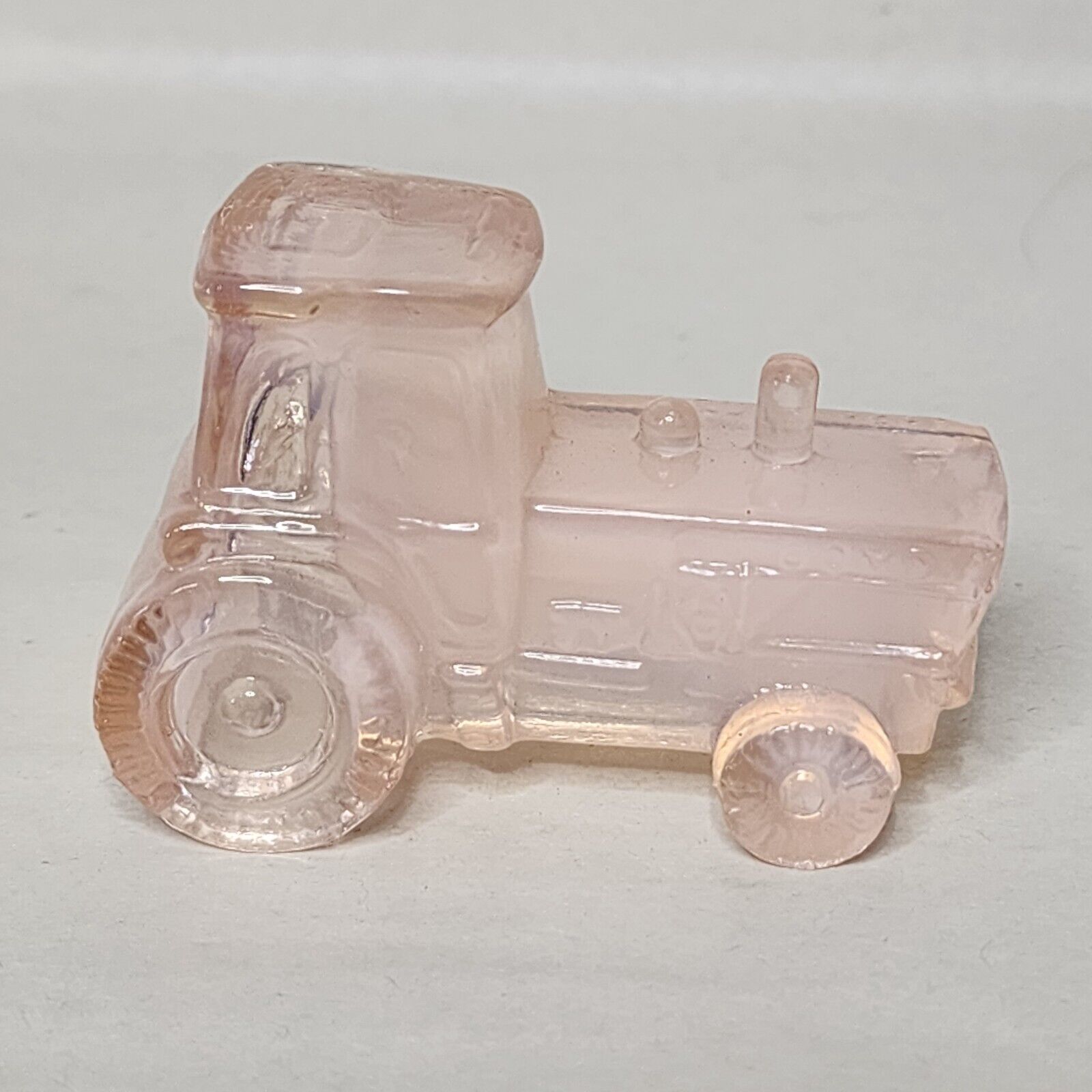 Boyd Glass Tractor Figurine Petal Pink 5-24-01 Retired Figure Marked R