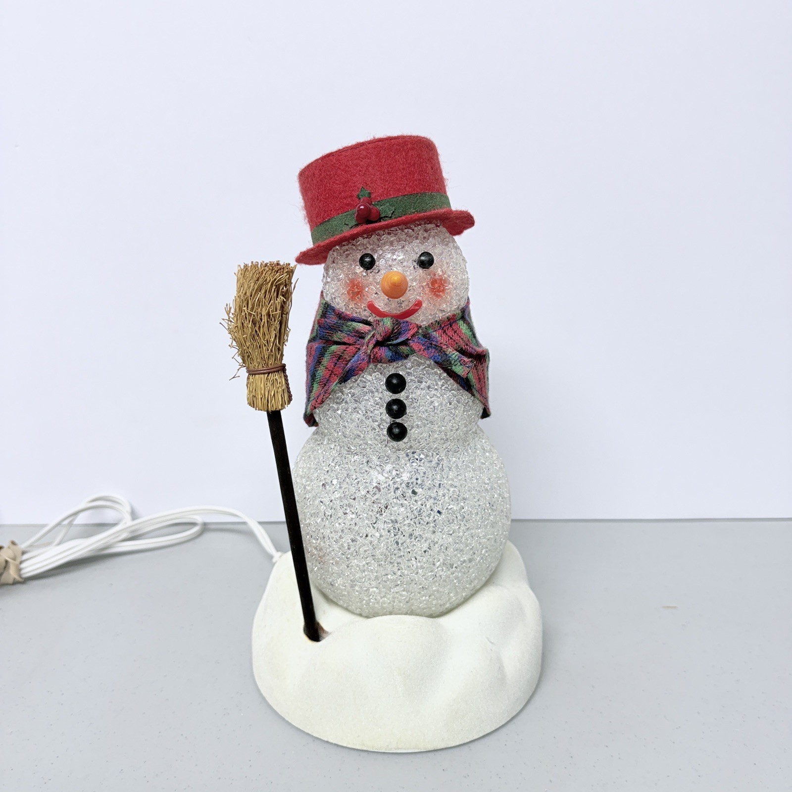 Vintage 1993  Avon Chilly Sam Light Up Snowman Color Changing -Blinking -Broom