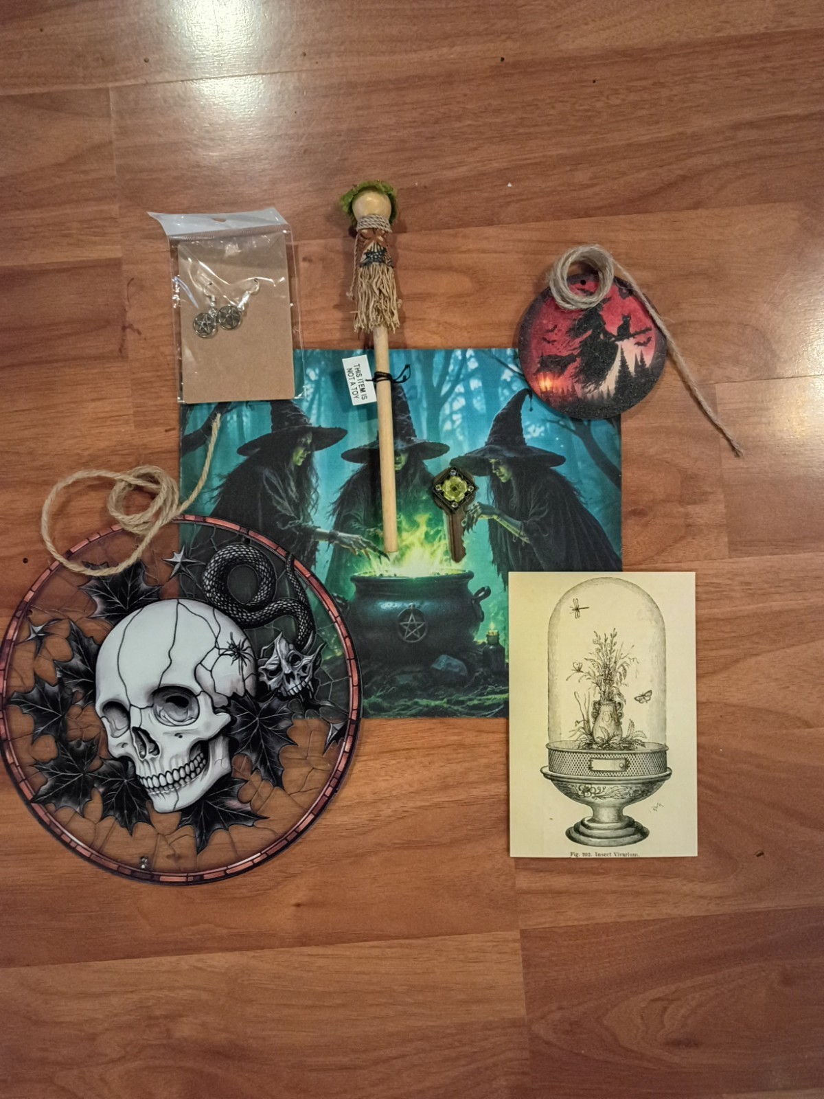 Gothic Witch Decor Lot Skull Sun Catcher Pentagram Earrings Pencil Magic Key