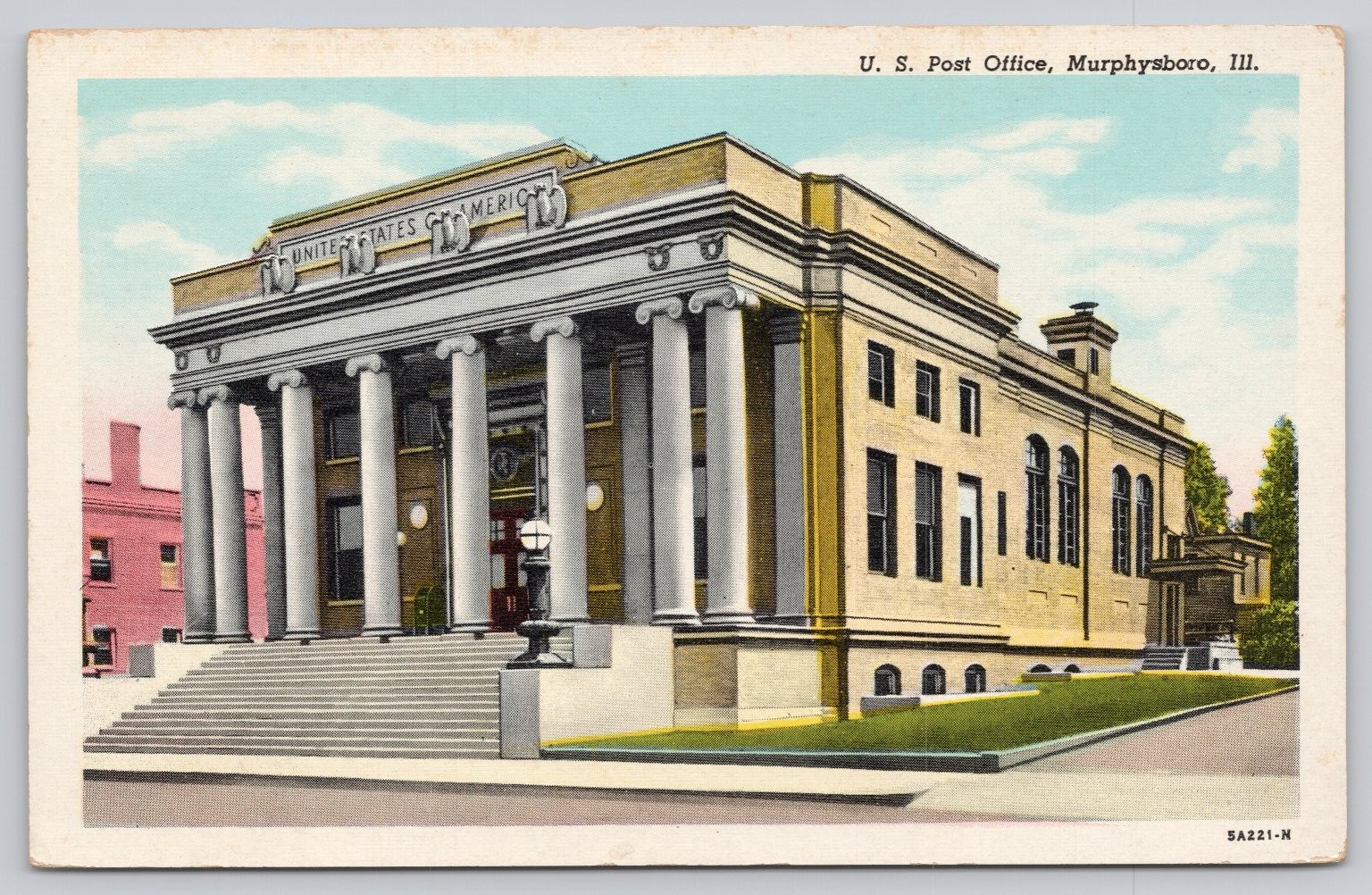 Murphysboro, IL US Post Office Linen Postcard Curteich-Chicago 1930s 1940s Murphysboro, IL US Post Office Linen Postcard Curteich-Chicago 1930s 1940s