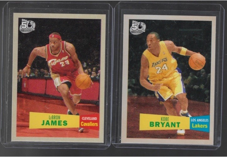 ✅Kobe Bryant & LeBron James - 2007-08 Topps Basketball 50th Anniversary 1957-58✅