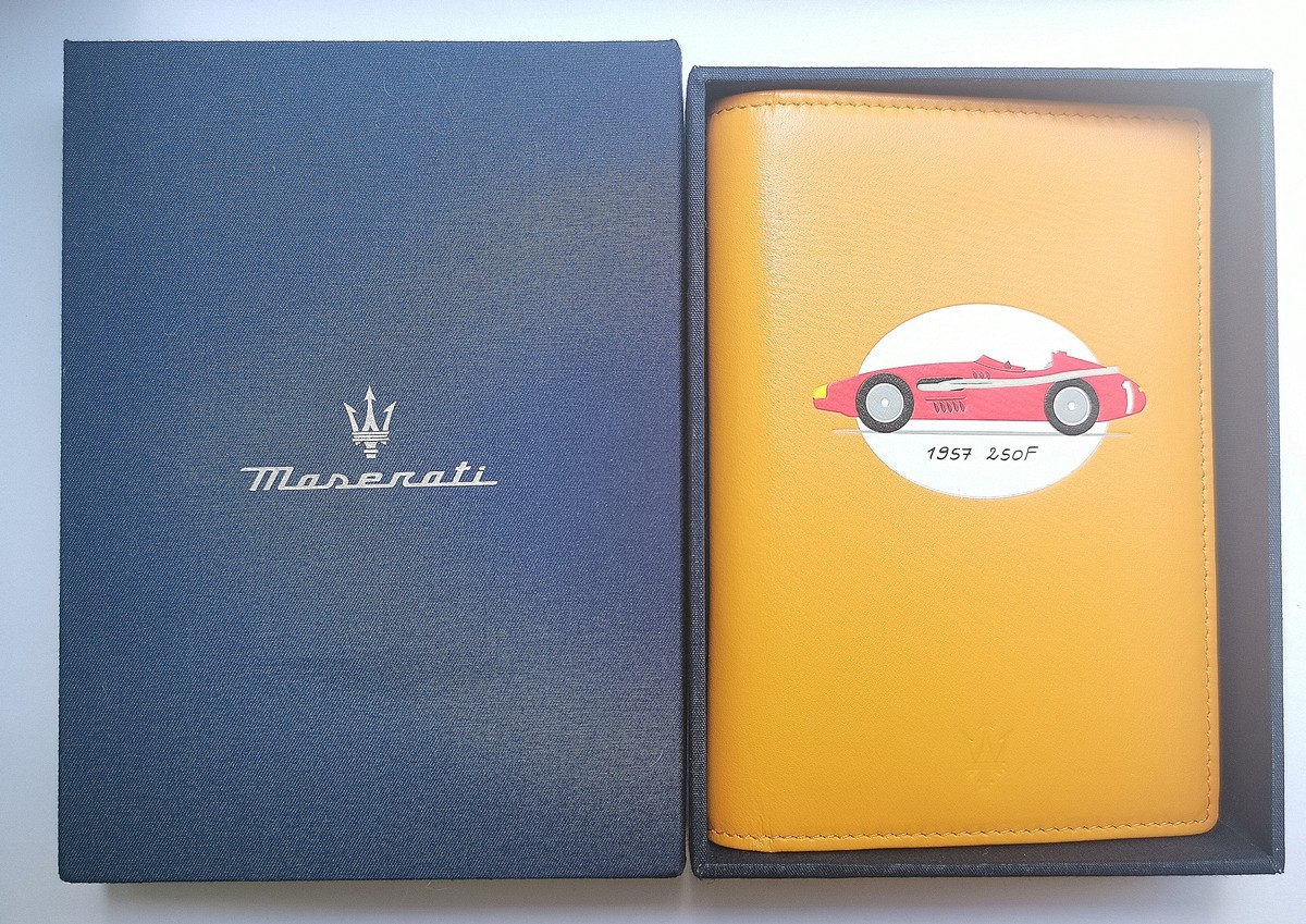Genuine Maserati 1957 250F Orange Leather Passport ID Credit Card Holder NIB Genuine Maserati 1957 250F Orange Leather Passport ID Credit Card Holder NIB
