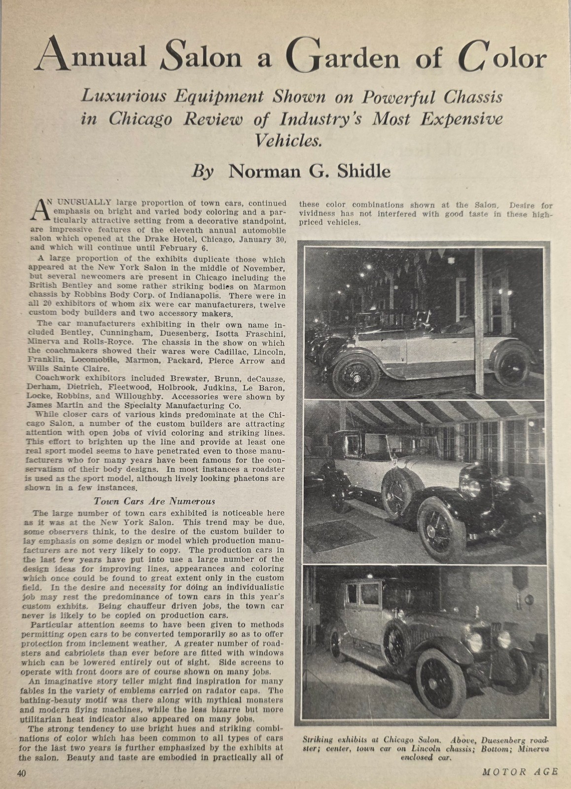 1926 Magazine Photos Chicago Auto Show Duesenberg,Lincoln,Minerva Enclosed Car 1926 Magazine Photos Chicago Auto Show Duesenberg,Lincoln,Minerva Enclosed Car