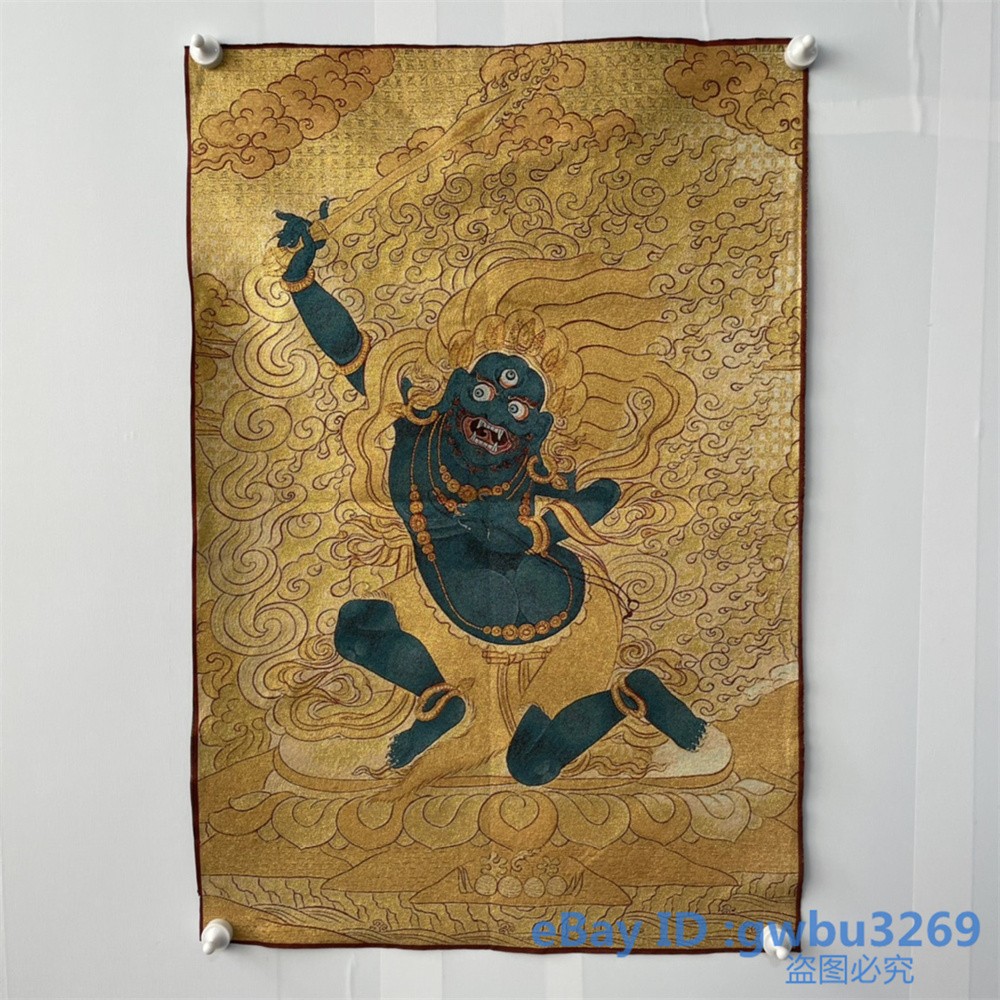 Vintage Tibet Silk Embroidery Woven Buddhism Buddha Statue Thangka Mural 42726