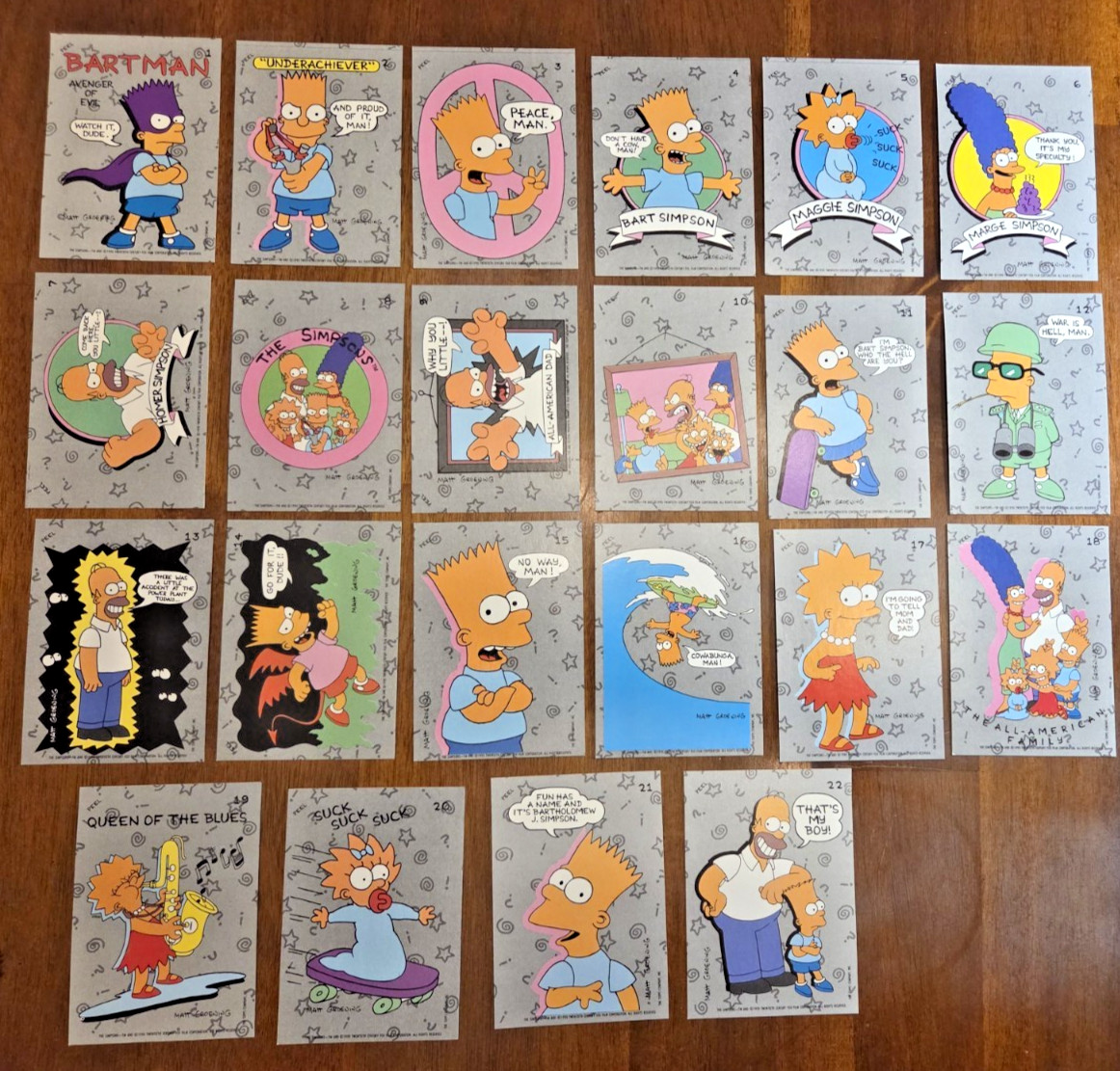1990 Topps The Simpsons complete 22 sticker set With Bartman Included HOT