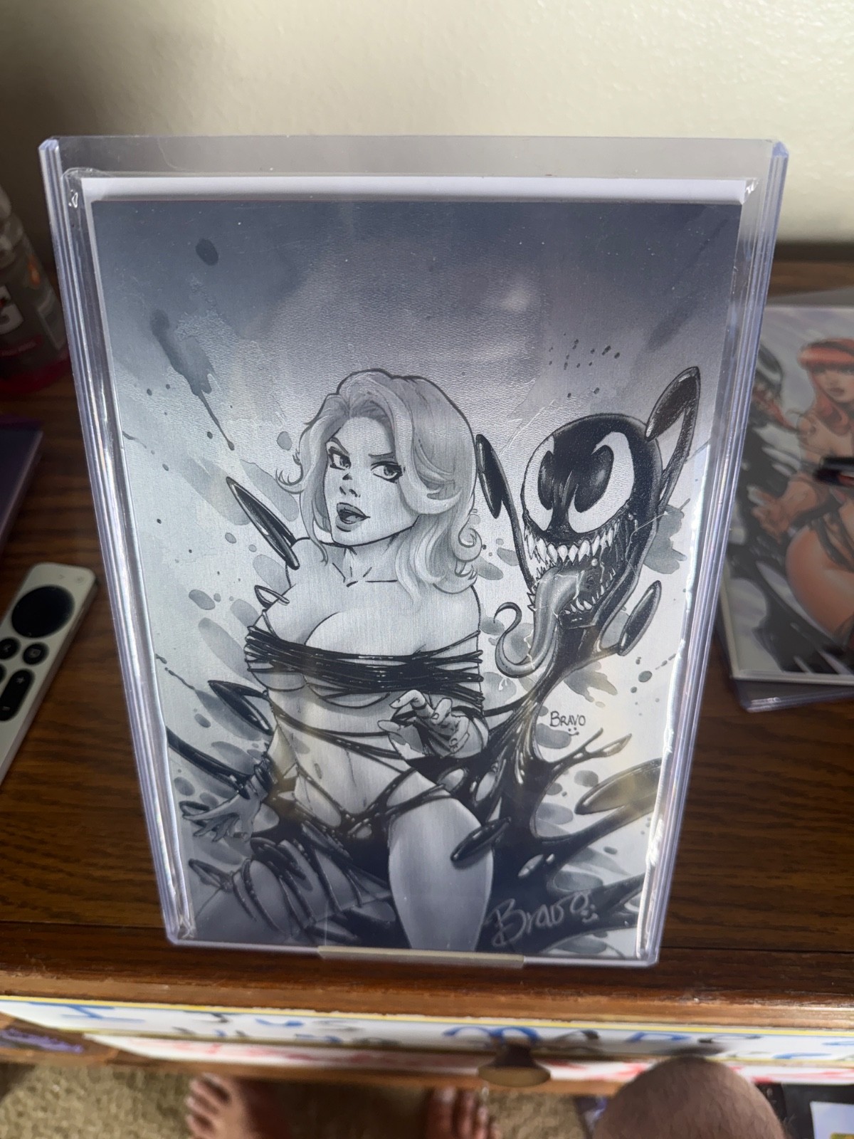 Venom Gwen (?) Textured Metal 1 of 5 Black & White Signed w COA Venom Gwen (?) Textured Metal 1 of 5 Black & White Signed w COA