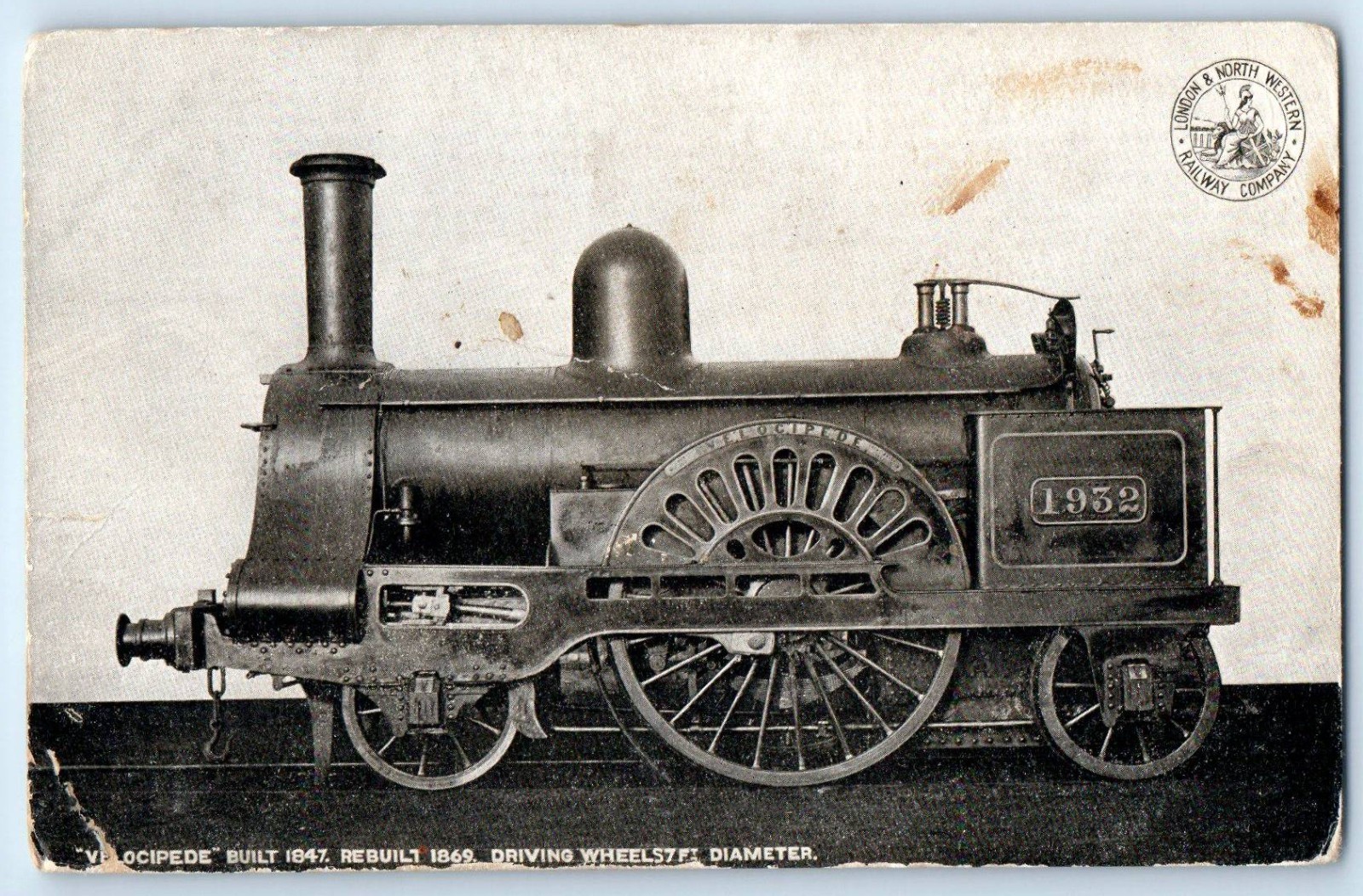 London England Postcard No. 1932 Train Velocipede L&NW Railway c1910 Antique