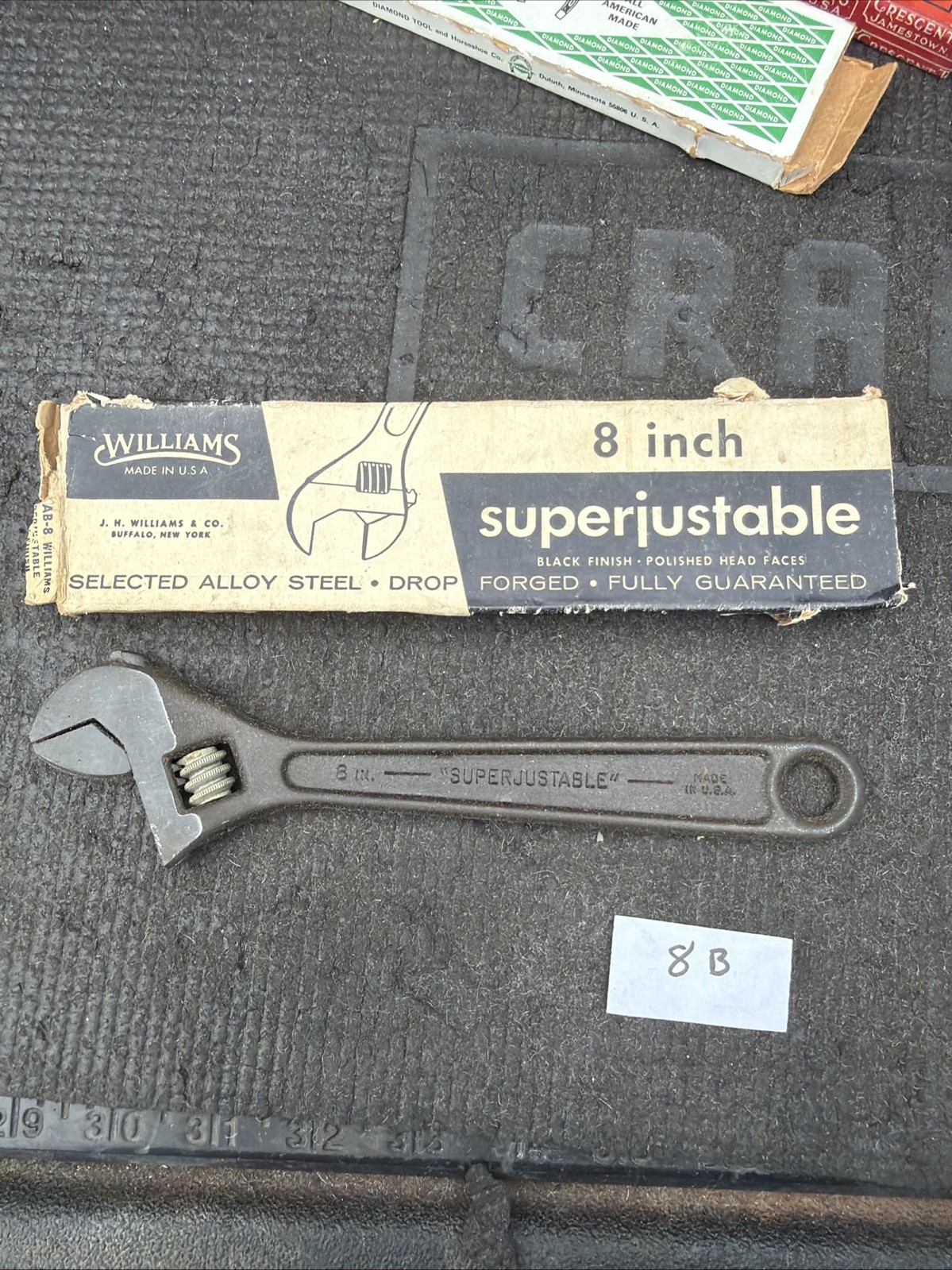 JH Williams USA Nos 8” Superjustable Black Finish Adjustable Wrench AB-8 Snapon