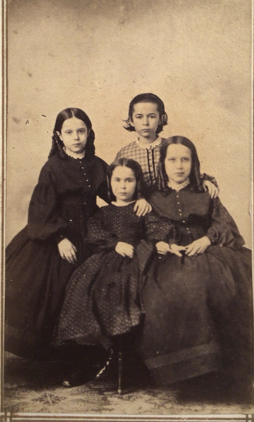 Antique 1860’s CDV PHOTO 4 Lovely School Girl Young Ladies Sisters Civil War Era