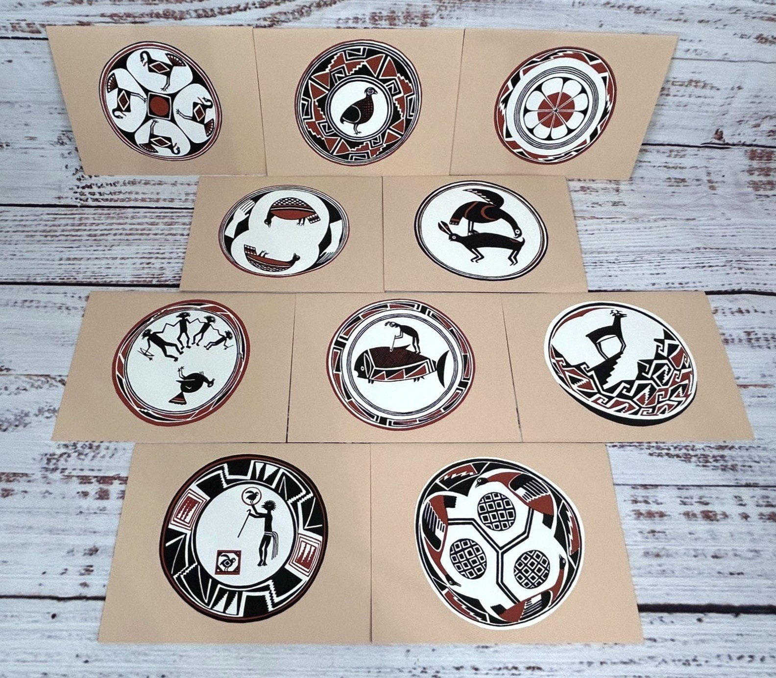 Vintage Mimbres Pottery Handscreened Note Cards Southwest Pueblo Indian Art