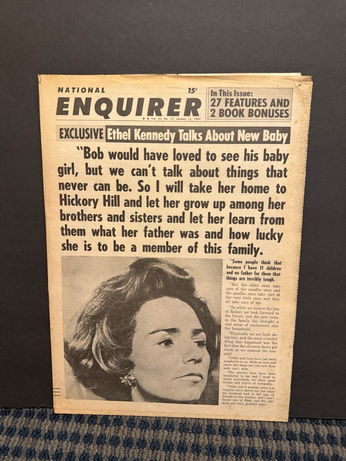 1969 Jan 12th National Enquirer Newspaper, Ethel Kennedy (VRN10J) 1969 Jan 12th National Enquirer Newspaper, Ethel Kennedy (VRN10J)